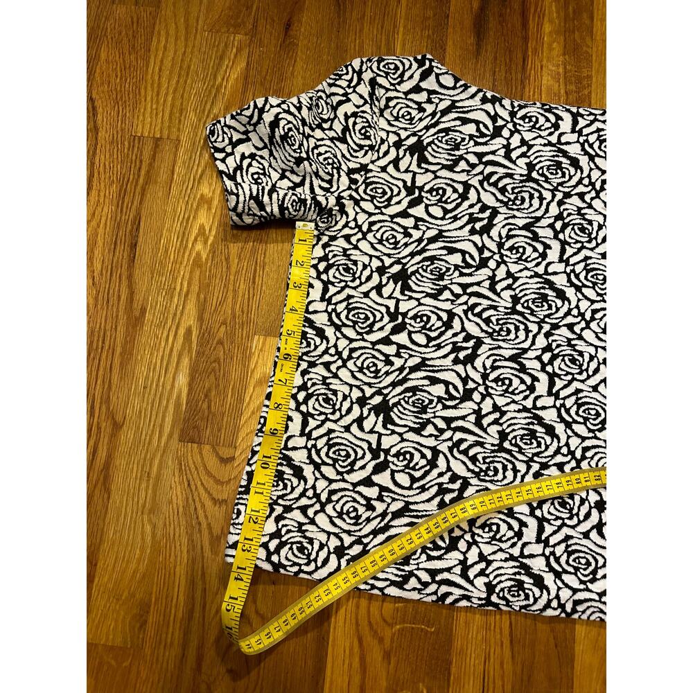 Philosophy Women’s Large Black White Rose Floral Short Sleeve High Neck Work - Picture 4 of 9